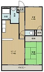 シャンポール狭山 2LDKの間取図画像