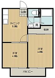 狭山台パナハイツ 2Kの間取図画像