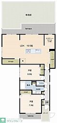 ヴィルヌーブみずほ台 2SLDKの間取図画像