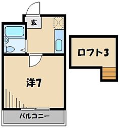 シティパレス浅羽5-1 1Kの間取図画像