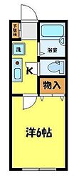 サンライズ東松山 1Kの間取図画像