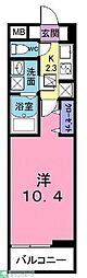 ルーモベルビ・ドゥ 1Kの間取図画像