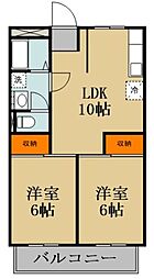 松原マンション 2LDKの間取図画像