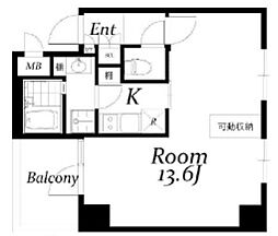 アクアタウンイースト1 1Kの間取図画像