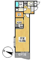 ココ・ソレアード 1Kの間取図画像
