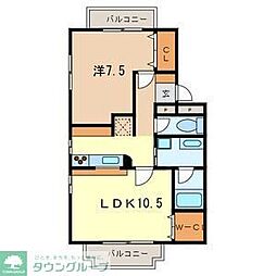 ミルフィーユふじみ野壱番館 1LDKの間取図画像