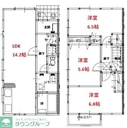川越市大字的場タウンハウス 3LDKの間取図画像
