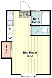 パレスハシモト第2 ワンルームの間取図画像