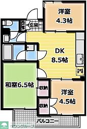 ウエストサイドマンション 3DKの間取図画像