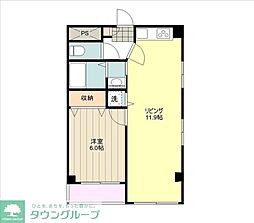 プルマージュ国立 1LDKの間取図画像