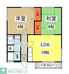 ベルメゾン奥住A棟 2LDKの間取図画像