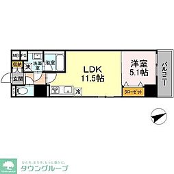 セントラル立川 1LDKの間取図画像