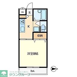 ロベリアくにたち 1Kの間取図画像