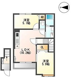 フェリシア 2LDKの間取図画像