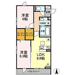 ゼファーコート2 2LDKの間取図画像