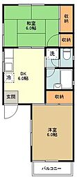 コーポ高 2DKの間取図画像