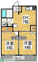 レジデンス田中 2DKの間取図画像
