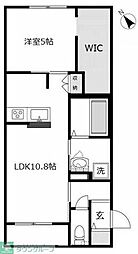 リバーサイド純2 1LDKの間取図画像