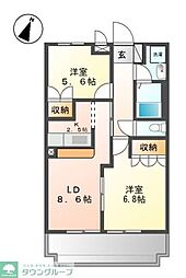 ヒーリングカーサ 2LDKの間取図画像