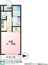 トレセリア椚田 1Kの間取図画像
