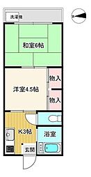 コーポ川村 2階2Kの間取り