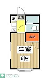 沢井コーポ 2階1Kの間取り