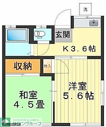ベルウッド 1階2Kの間取り