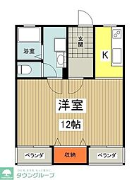 パレットビル 2階ワンルームの間取り