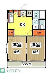 三陽マンション 1階2DKの間取り