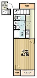 レオネクストからん 2階1Kの間取り