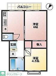 JR中央線 西八王子駅 バス5分 児童館前下車 徒歩5分の賃貸アパート 1階2DKの間取り