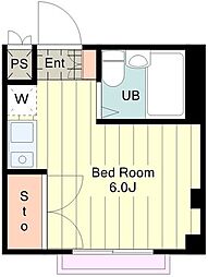 リックハイツ 3階ワンルームの間取り