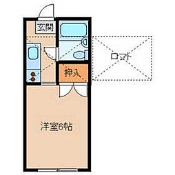 西武拝島線 東大和市駅 徒歩13分の賃貸アパート 2階1Kの間取り