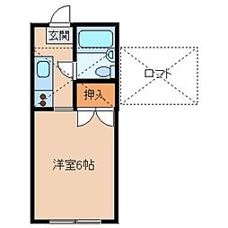 エステート南街 2階1Kの間取り