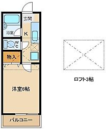 西武拝島線 東大和市駅 徒歩10分の賃貸アパート 2階1Kの間取り