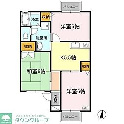 西武拝島線 西武立川駅 バス14分 伊奈平公園下車 徒歩3分の賃貸アパート 2階3DKの間取り