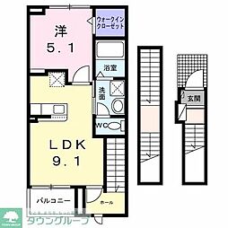 ソレイユ 3階1LDKの間取り