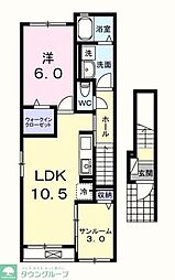 ベルデ 2階1LDKの間取り