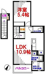 ラフレシール　あきる野 2階1LDKの間取り