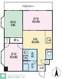 JR青梅線 福生駅 徒歩8分の賃貸マンション 3階3DKの間取り