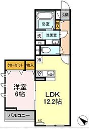 カーサグラナーテ 3階1LDKの間取り