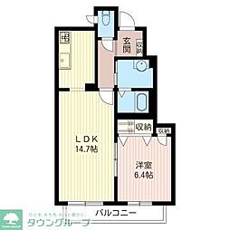 京王高尾線 京王片倉駅 徒歩14分の賃貸アパート 1階1LDKの間取り