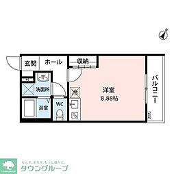 ヒルズ豊田 3階ワンルームの間取り