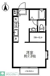 京王線 北野駅 徒歩15分の賃貸アパート 1階1Kの間取り