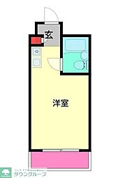 京王線 平山城址公園駅 徒歩10分の賃貸マンション 1階ワンルームの間取り