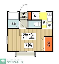 ラウレア2 1階1Kの間取り