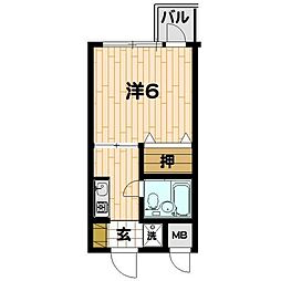JR中央線 西八王子駅 徒歩9分の賃貸マンション 4階ワンルームの間取り