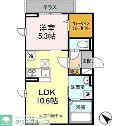 JR八高線 北八王子駅 徒歩8分の賃貸アパート 2階1LDKの間取り