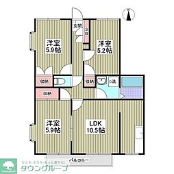 グランデュール瀬戸岡 2階3SDKの間取り