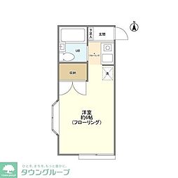 アドニス元町 1階ワンルームの間取り